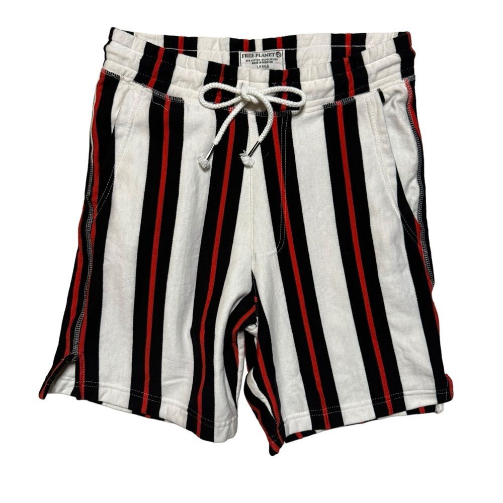 Free Planet Men's Striped Sweat Shorts Size Large